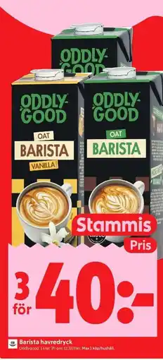 ICA Kvantum Oddlygood Barista havredryck erbjuda