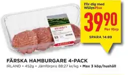Willys Färska hamburgare 4-pack erbjuda