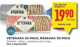 Willys Garant Vetekaka 24-pack, rågkaka 30-pack erbjuda