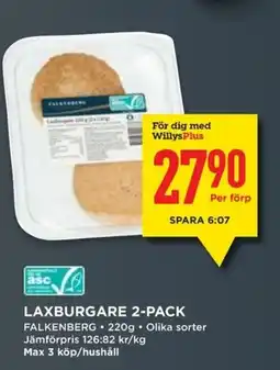 Willys Falkenberg Laxburgare 2-pack erbjuda