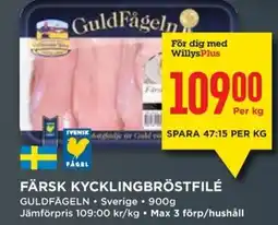 Willys GuldFågeln Färsk kycklingbröstfilé erbjuda