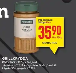 Willys KOCKENS Grillkrydda erbjuda
