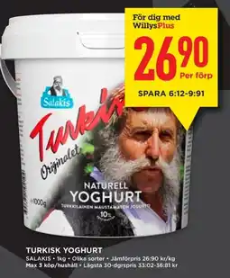 Willys Salakis Turkisk yoghurt erbjuda