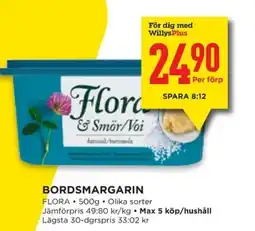 Willys Flora Bordsmargarin erbjuda