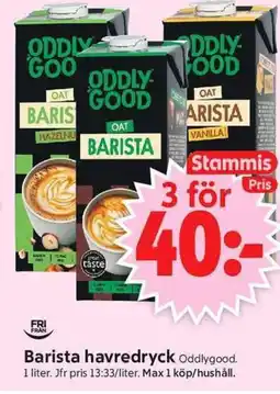 ICA Supermarket Oddlygood Barista havredryck erbjuda