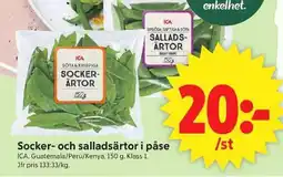 ICA Supermarket ICA Socker- och salladsärtor i påse erbjuda