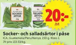 ICA Supermarket ICA Socker- och salladsärtor i påse erbjuda