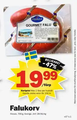 Pekås Falukorv, Medlemspris erbjuda