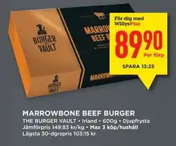 Willys MARROWBONE BEEF BURGER, Medlemspris erbjuda