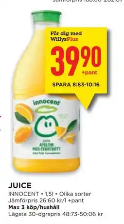 Willys JUICE, Medlemspris erbjuda