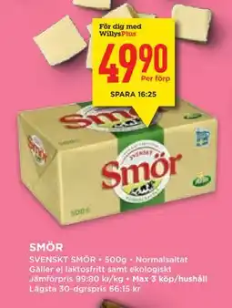 Willys Hemma SMÖR, Medlemspris erbjuda