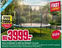 ÖoB OVAL STUDSMATTA MED SKYDDSNÄT 3 X 4,6 M erbjuda