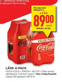 Willys LÄSK 4-PACK, Medlemspris erbjuda