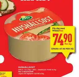 Willys Hemma HUSHÅLLSOST, Medlemspris erbjuda