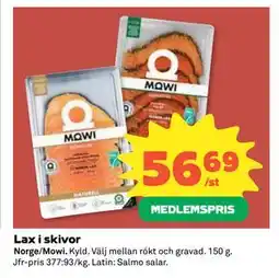 Coop Daglivs Lax i skivor, Medlemspris erbjuda