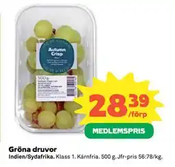 Coop Daglivs Gröna druvor, Medlemspris erbjuda