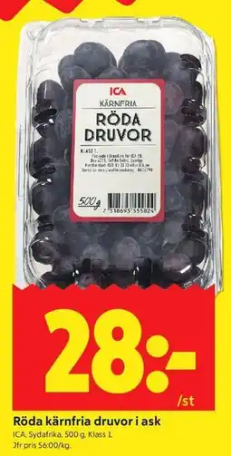ICA Kvantum Röda kärnfria druvor i ask erbjuda
