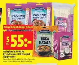 ICA Kvantum Asiatiska & Indiska kryddmixer, Kokosmjölk, Äggnudlar erbjuda
