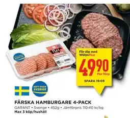 Willys Hemma FÄRSKA HAMBURGARE 4-PACK, Medlemspris erbjuda
