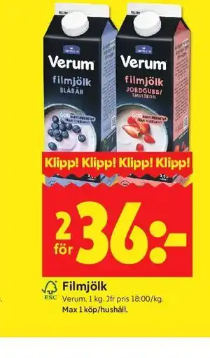ICA Kvantum Filmjölk erbjuda