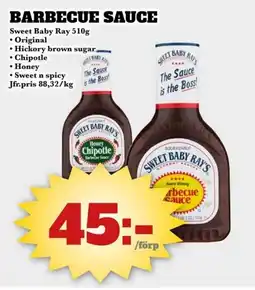 Bonum Matmarknad Sweet Baby Ray Barbecue sauce erbjuda