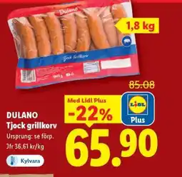 Lidl Dulano Tjock grillkorv erbjuda