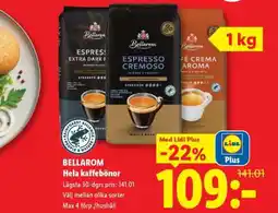 Lidl BELLAROM Hela kaffebönor erbjuda