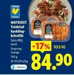 Lidl MATRIKET Tvådelad kycklingbröstfilé erbjuda