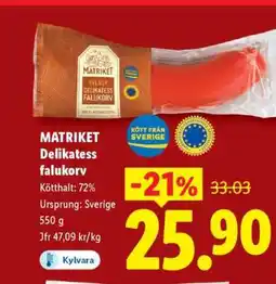 Lidl Matriket Delikatess falukorv erbjuda