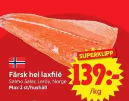 Nya Pulsen Färsk hel laxfilé erbjuda