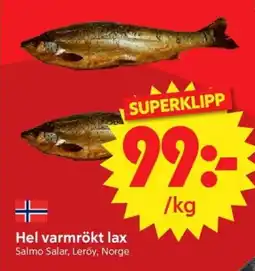 Nya Pulsen Hel varmrökt lax erbjuda