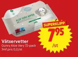 Nya Pulsen GUNRY ALOE VERY Våtservetter erbjuda