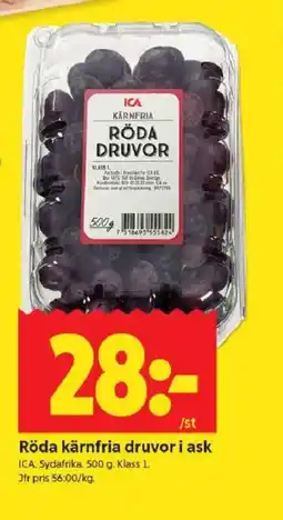ICA Kvantum ICA Röda kärnfria druvor i ask erbjuda