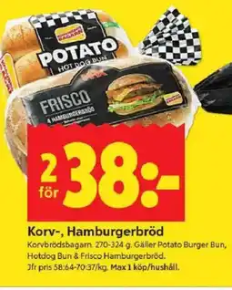 ICA Kvantum KORVBRÖDSBAGARN Korv-, hamburgerbröd erbjuda