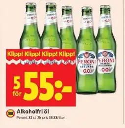 ICA Kvantum PERONI Alkoholfri öl erbjuda