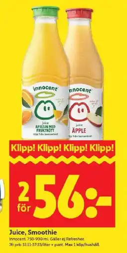 ICA Kvantum INNOCENT Juice, smoothie erbjuda