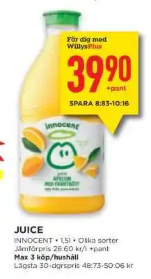 Willys JUICE erbjuda