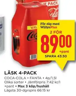 Willys LÄSK 4-PACK erbjuda