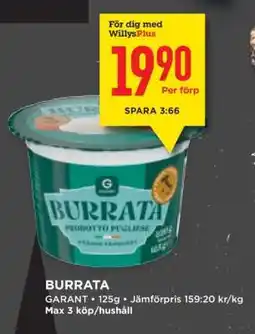 Willys BURRATA erbjuda