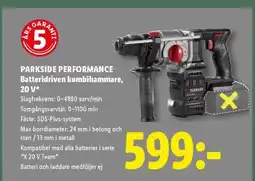 Lidl PARKSIDE PERFORMANCE Batteridriven kombihammare, 20 V erbjuda