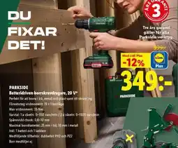 Lidl PARKSIDE Batteridriven borrskruvdragare 20 V erbjuda