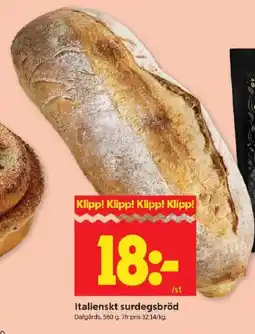ICA Kvantum Italienskt surdegsbröd erbjuda