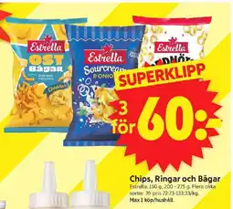 ICA Supermarket ESTRELLA Chips, ringar och bågar erbjuda