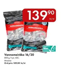 Snabbgross MIRAMAR Vannameiräka 16/20 erbjuda