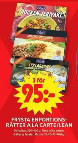 ICA Maxi DAFGÅRDS Frysta enportions- rätter a la carte/lean erbjuda