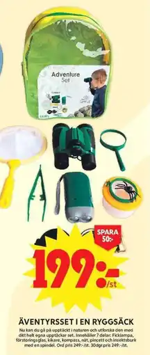 ICA Maxi Äventyrsset i en ryggsäck erbjuda