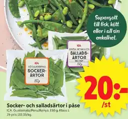 ICA Supermarket ICA Socker- och salladsärtor i påse erbjuda