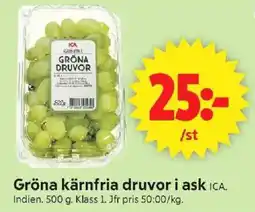 ICA Supermarket Gröna kärnfria druvor i ask erbjuda