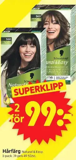 ICA Supermarket NATURAL & EASY Hårfärg erbjuda