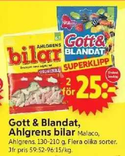 ICA Supermarket MALACO Gott & blandat, ahlgrens bilar erbjuda